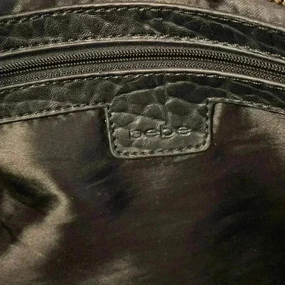 Black Bebe Shoulder Handbag with Silver Hardware Textured Crocodile Purse - Picture 10 of 14